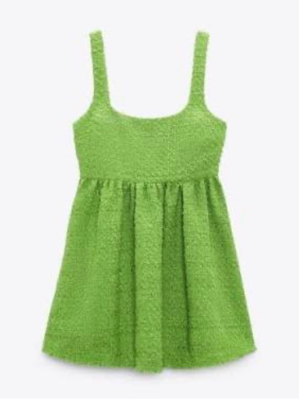 Zara Neon Green Textured Mini Dress